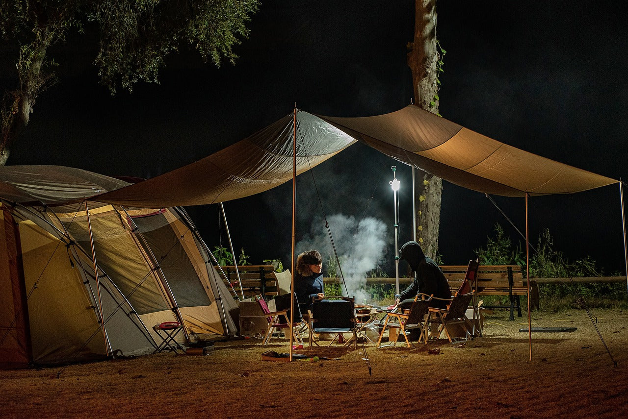 people camping in tent