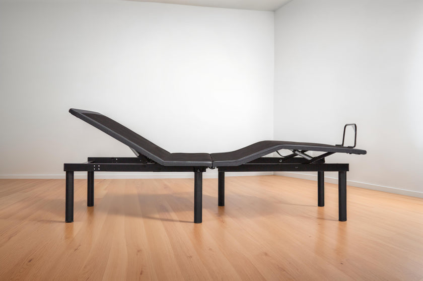 the customatic balance adjustable base in a raised head and foot position