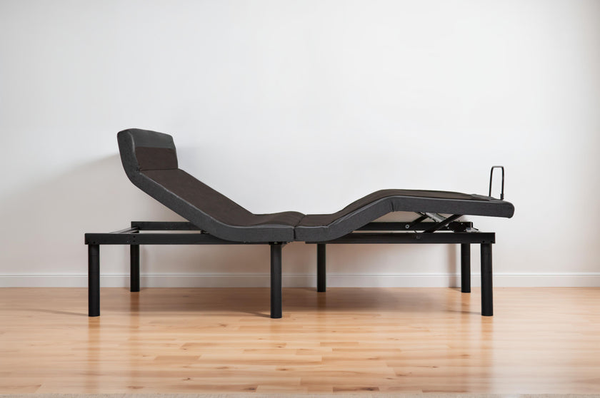 the customatic harmony adjustable base in a raised head and foot position